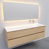 Badkamermeubel Solid Surface AQS Oslo 150x46 cm Rechts Wood Washed Oak (0 kraangaten)