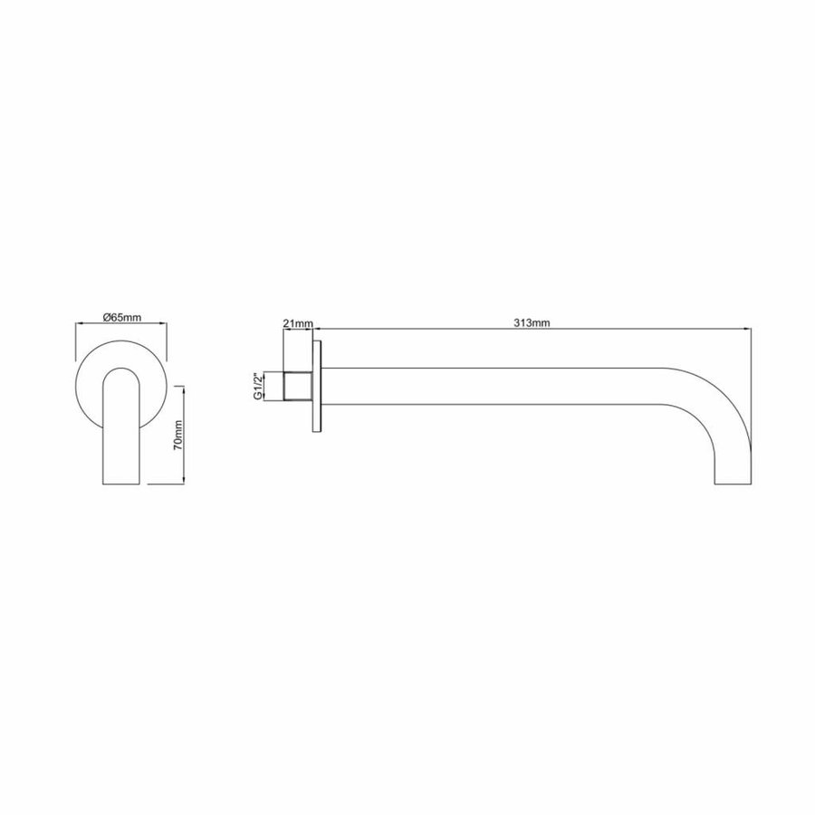 AQS Wastafelkraan Uitloop Rond 31.3 cm Mat Zwart