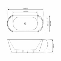 Ligbad Vrijstaand Boss & Wessing 170x80x58 cm Zwart Wit