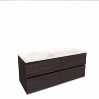 Badkamermeubel Solid Surface AQS Oslo 120x46 cm Links Wood Dark Brown 4 Laden (met 1 kraangat)