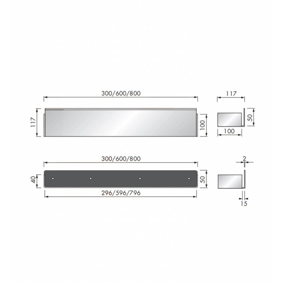 Planchet Inbouw LoooX CShelf 60x10cm Gecoat Staal Wit