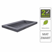 AQS Wastafel Hardsteen 60x46x5 cm 0 Kraangaten Mat Zwart