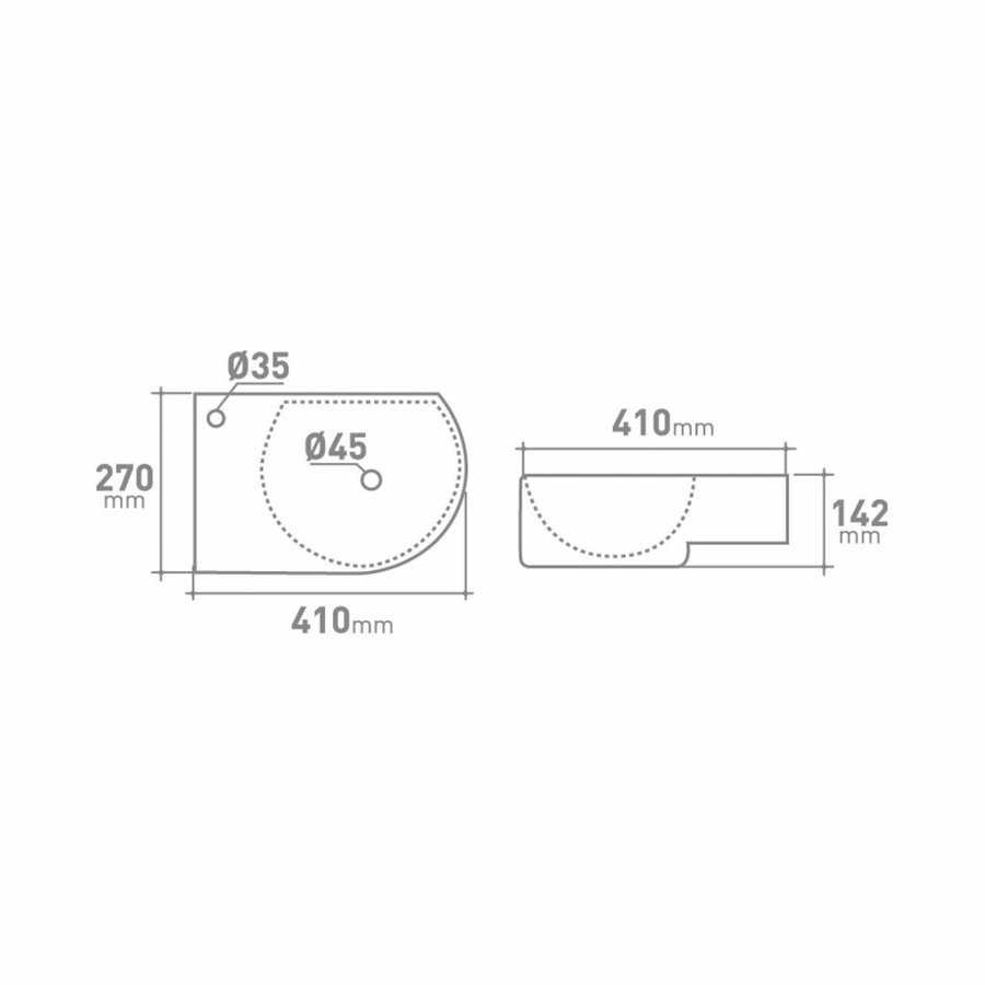 Fontein VM Go Flexy Links 41x27x14.2cm Porselein Glans Wit Met Overloop