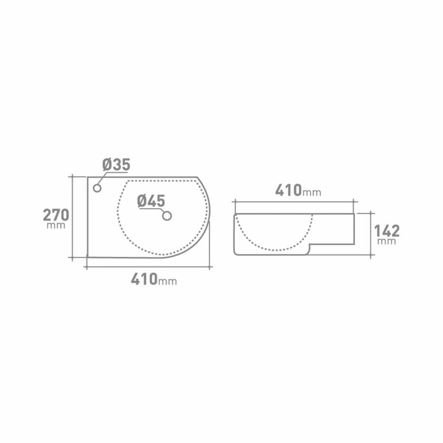 Fontein VM Go Flexy Links 41x27x14.2cm Porselein Glans Wit Met Overloop