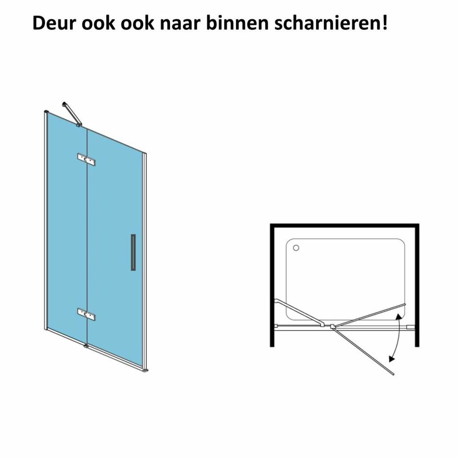 Nisdeur Lacus Elba 90x200 cm 8mm Helder Nanoglas (binnen en buiten klapdeur)