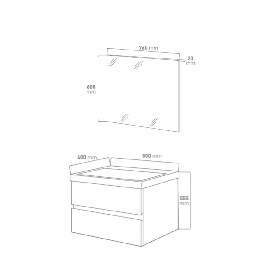 NIET MEER LEVERBAAR Badkamermeubelset Go By Van Marcke Roxanne 80cm Met Spiegel Hoogglans Wit