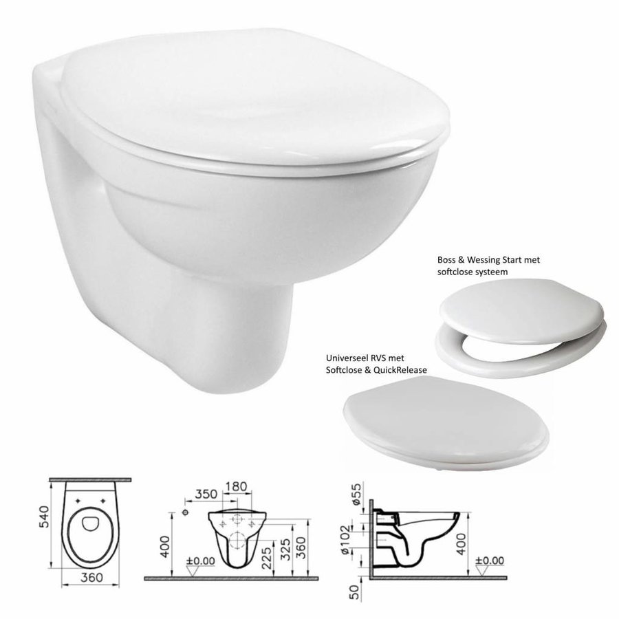Sigma 8 (UP720) Toiletset 03 Megasplash Basic Smart Met Bril En Drukplaat