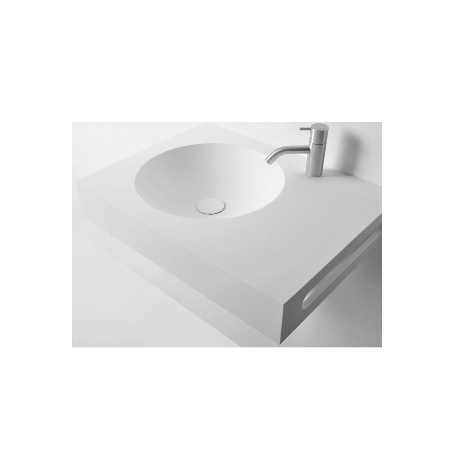 Wastafel Ideavit Solidnext 60x45x10 cm Inclusief Handdoekhouder Solid Surface Mat Wit Ideavit