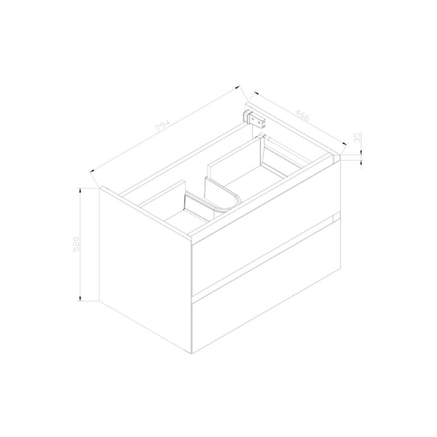 Onderkast Sanilux Infinity 80x47x50 cm Hoogglans Wit (exclusief wastafel)