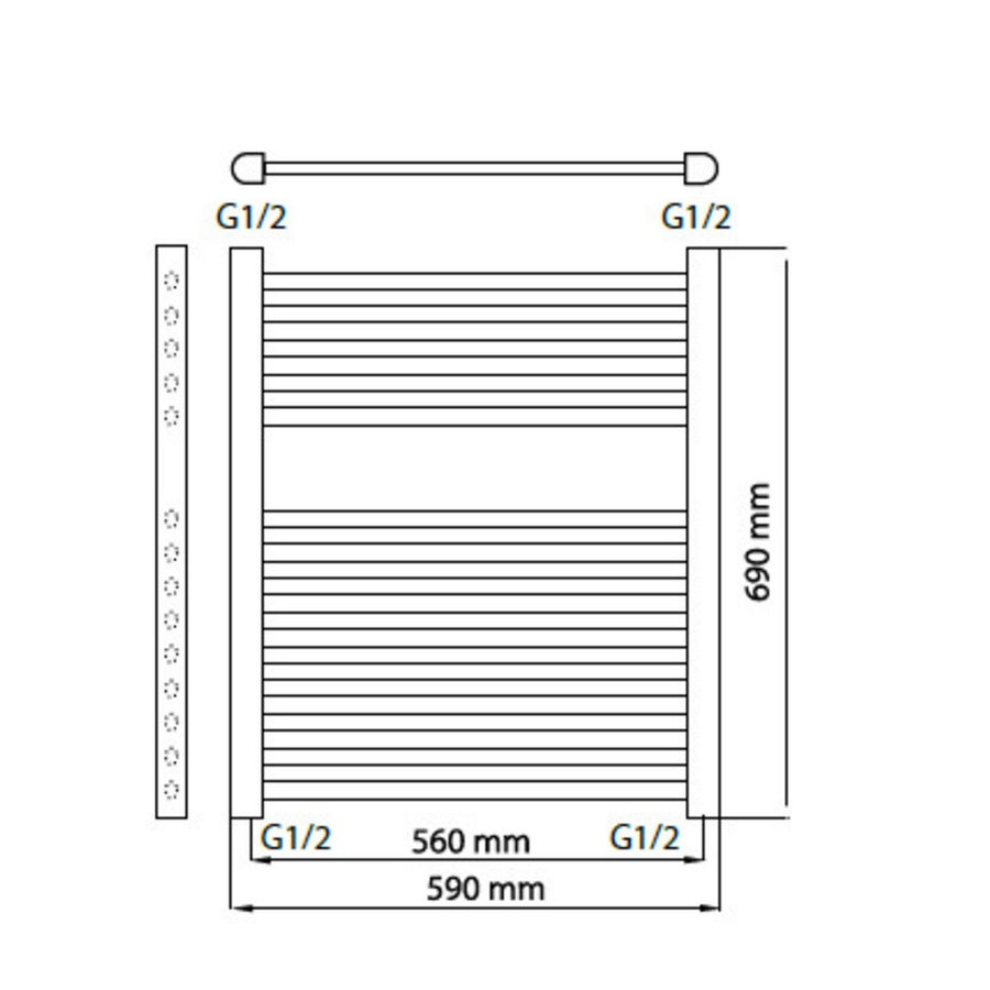 Designradiator Haceka Sinai Satijn Adoria 59x69 cm Grijs Onderaansluiting (367 Watt)