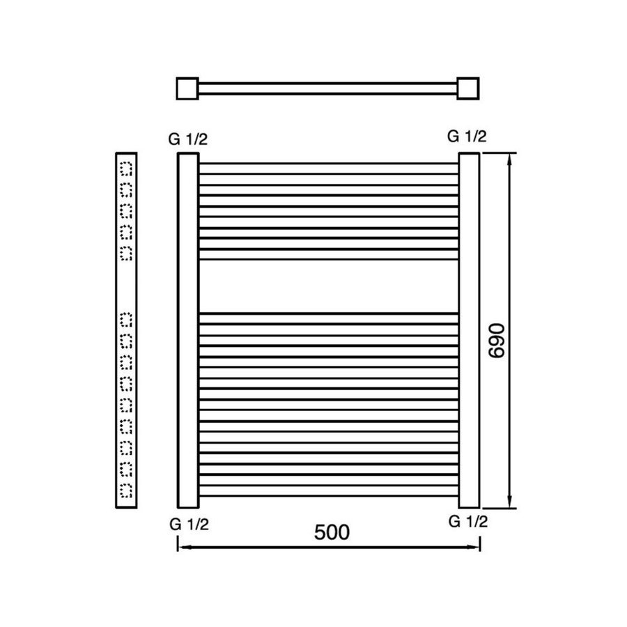 NIET MEER LEVERBAAR Designradiator Haceka Gita 50x69 cm Wit 4-Punts Aansluiting (317 Watt)