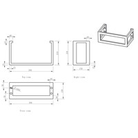 Montagebeugel Vierkant BWS 40x22x15 cm Rvs Mat Zwart