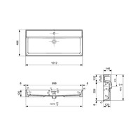 Wastafel AQS Cloud Zonder Kraangat 100x46,6 cm met Overloop Wit