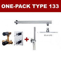 Thermostatische Inbouw Regendouche Set Wiesbaden Type 133 Wanddarm Ufo 30 cm Rond incl. Inbouwdeel