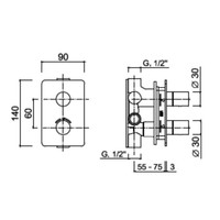 Douchekraan Sanimex Giulini Thermostatisch 2-weg Mat Zwart (Incl. Inbouwdeel)