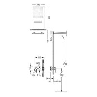 Regendouche Inbouw Tres 3V Mengkraan 28x55 cm Douchekop Rechthoek Mat Zwart