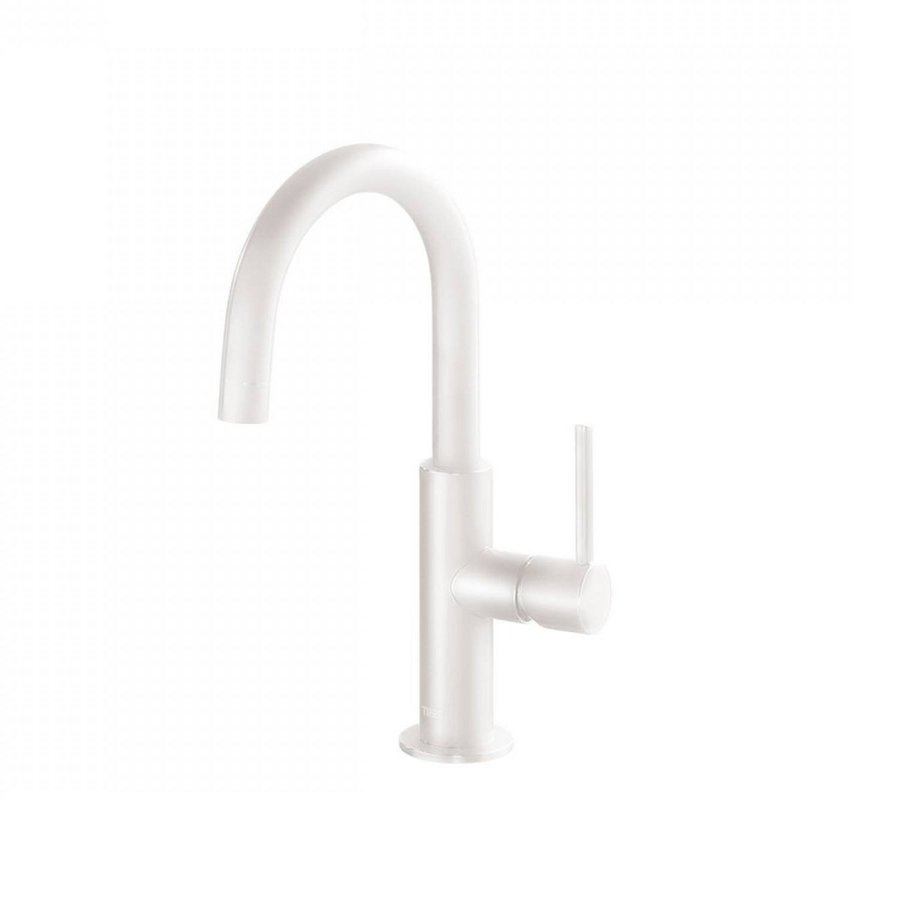 Wastafelmengkraan Tres Study Colors 1-Hendel Uitloop Gebogen 28 cm Rond Mat Wit