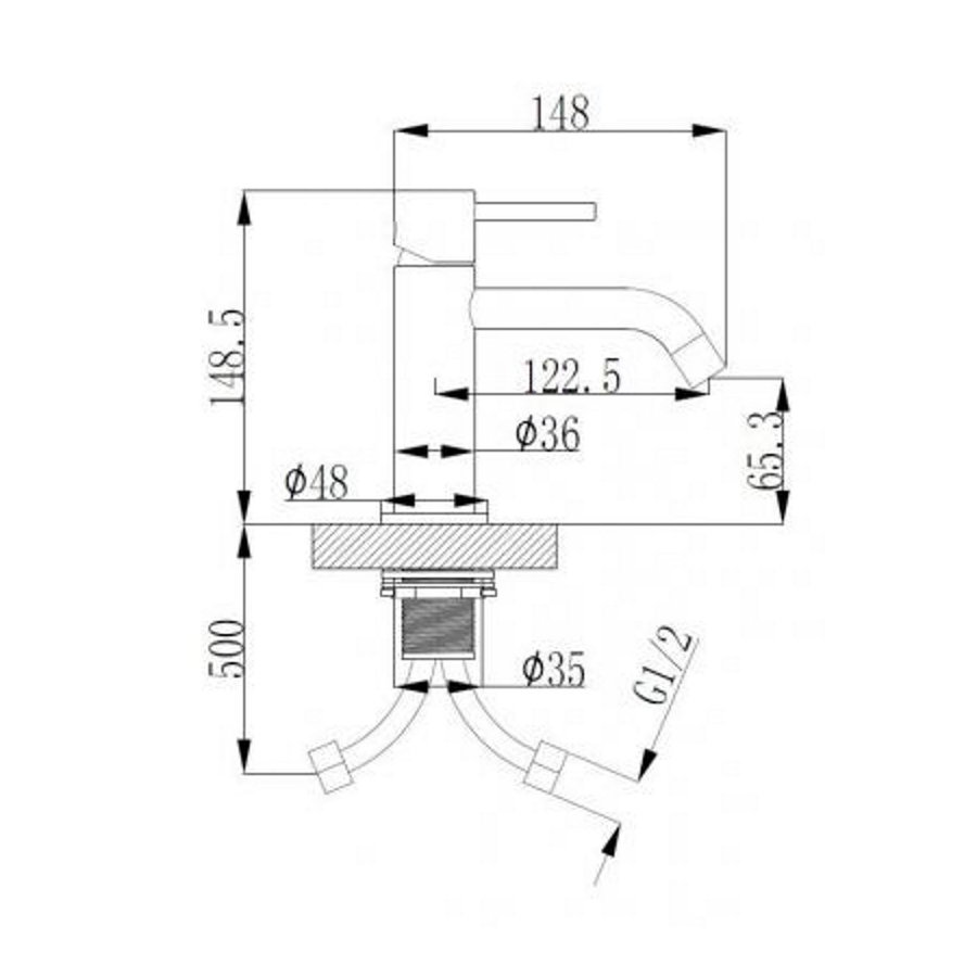 Wastafelmengkraan Opbouw Wiesbaden Style Uitloop 6.5 cm 1-hendel Chroom