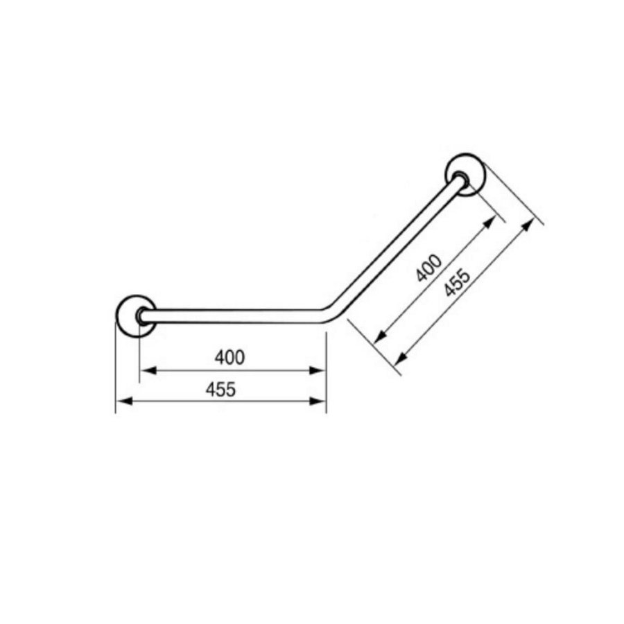 Hoekwandbeugel Handicare Linido Aangepast Sanitair 45° 40x40 cm Wit