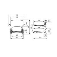 Douchezitting Handicare Linido met Armleuningen en Rugsteun 42,5x40,5 cm Antraciet