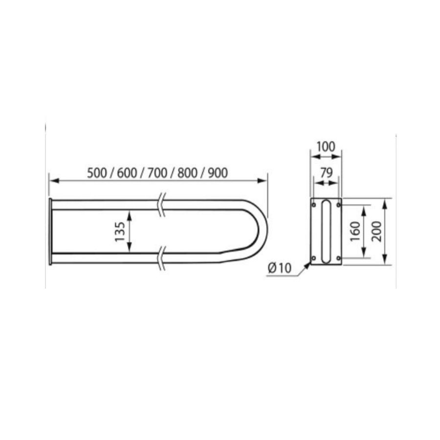 Toiletbeugel Handicare Linido Aangepast Sanitair 90 cm Wit