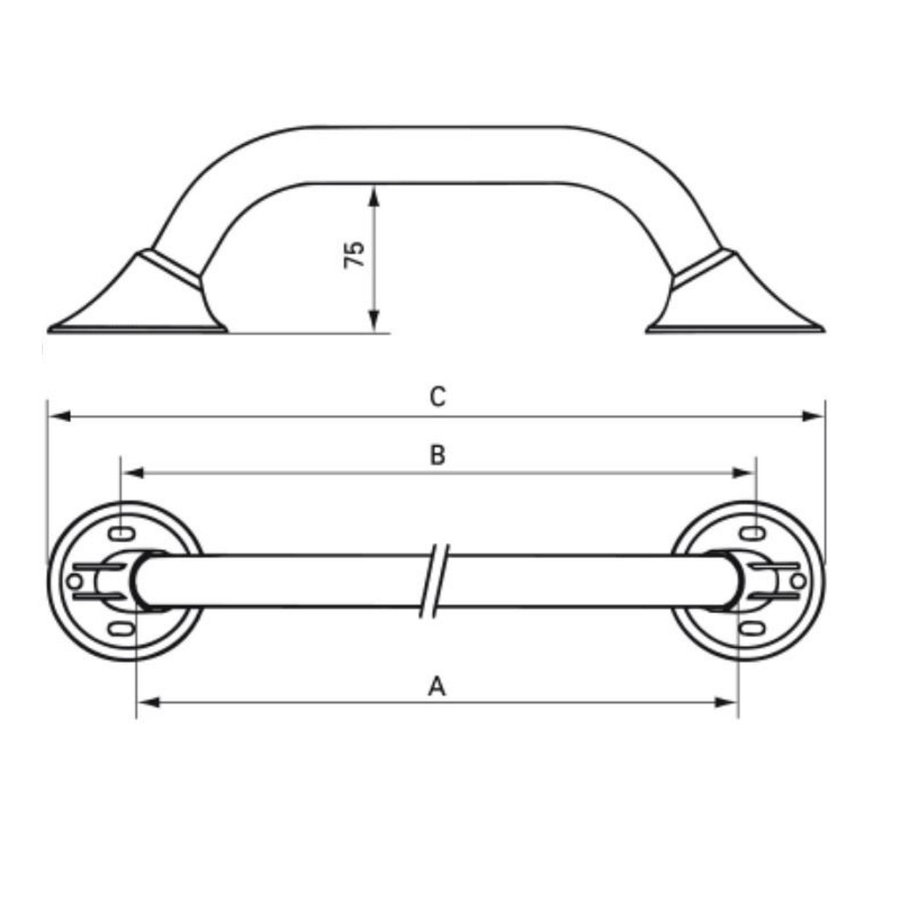 Wandbeugel Handicare Linido Aangepast Sanitair Muurbevestiging 30 cm RVS-look
