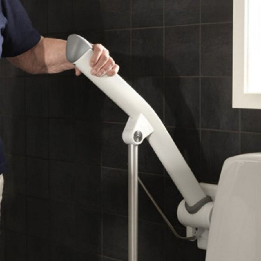 Toiletarmsteun Etac Rex Opklapbaar met Steunpoot 70 cm Wit (draagvermogen tot 150 kg)