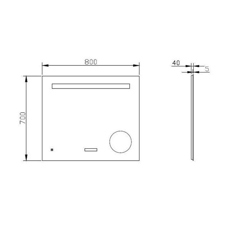 Badkamerspiegel Best Design Linet LED Verlichting 120x70 cm met Klok en Vergroting