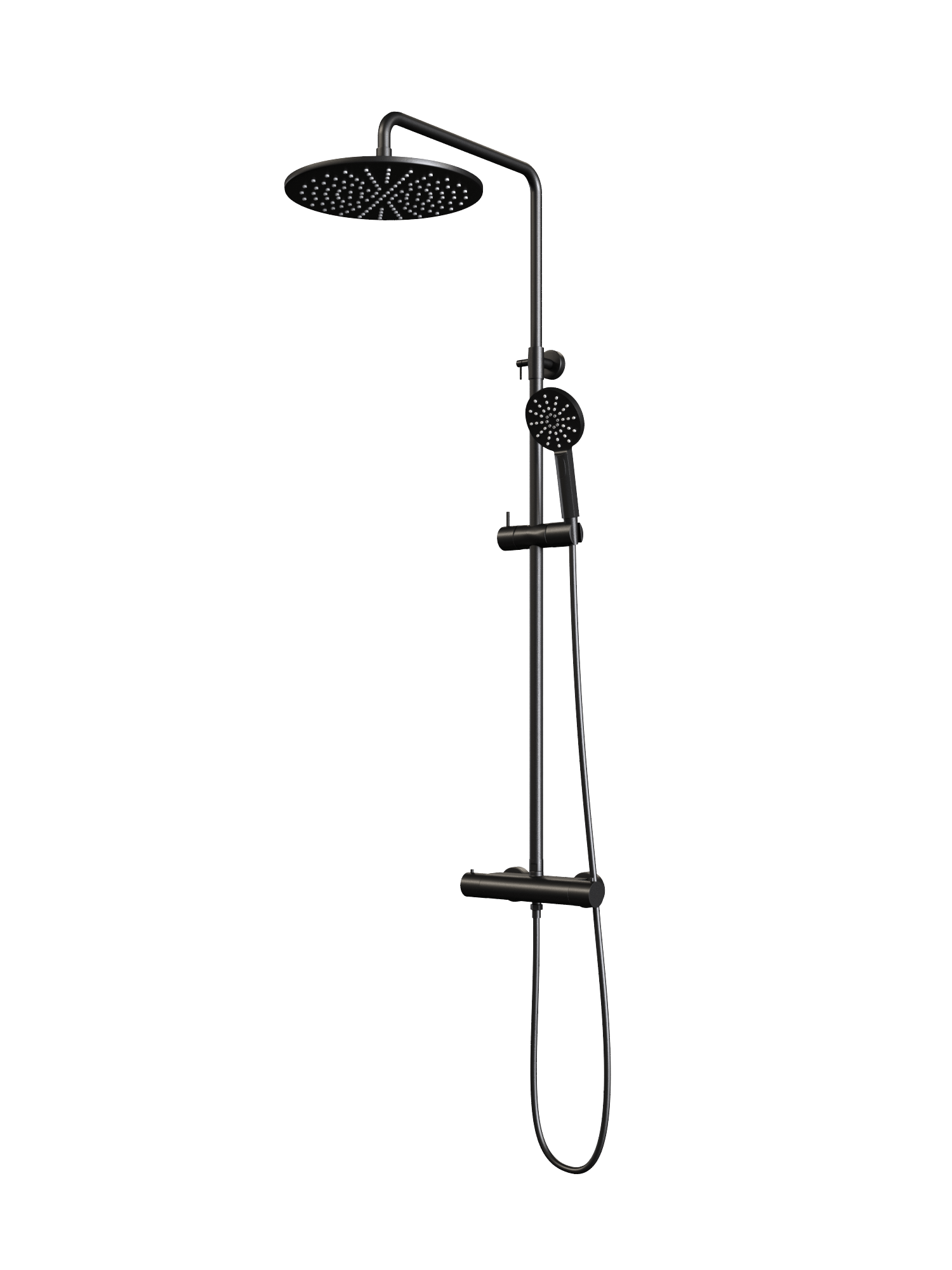 Regendouche Brauer Black Showerpipe met Thermostaat 30 cm 3 Standen Mat Zwart Brauer