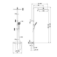 Opbouw Regendouche Salenzi Giro Thermostatisch 30cm en 3 standen Handdouche Gegalvaniseerd Geborsteld Koper