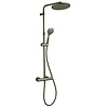 Salenzi Opbouw Regendouche Salenzi Giro Thermostatisch 30cm en 3 standen Handdouche Gegalvaniseerd Zwart Chroom