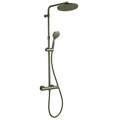 Opbouw Regendouche Salenzi Giro Thermostatisch 30cm en 3 standen Handdouche Gegalvaniseerd Zwart Chroom 
