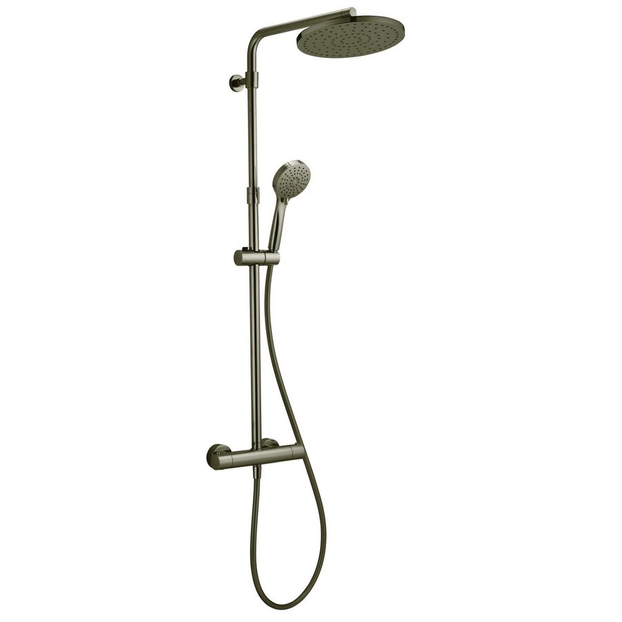 Opbouw Regendouche Salenzi Giro Thermostatisch 30cm en 3 standen Handdouche Gegalvaniseerd Zwart Chroom