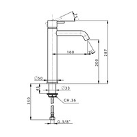 Wastafelkraan Opbouw Hoog Salenzi Giro Gegalvaniseerd Geborsteld Messing Zwart Chroom