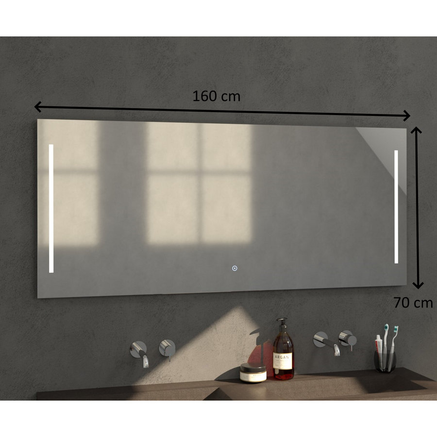 Badkamerspiegel met LED Verlichting Sanitop Deline 160x70x3 cm