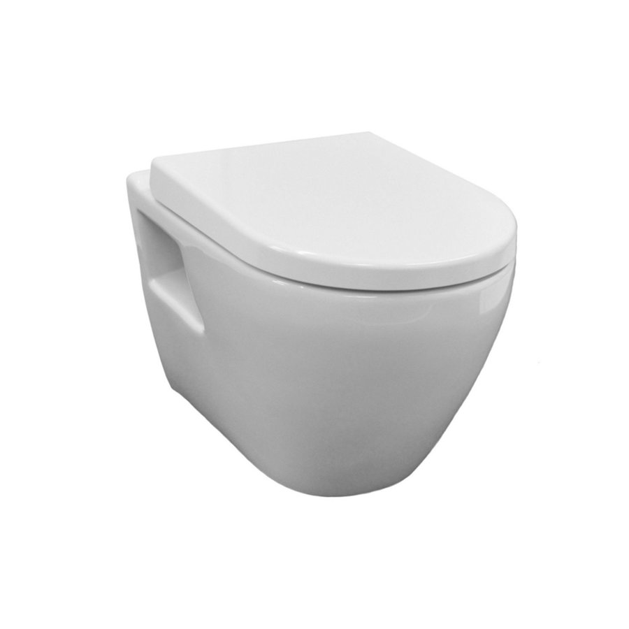 Wandcloset Sanicare Rondo met Soft-Close Toiletzitting Keramiek Quick Release 51x36 cm Wit