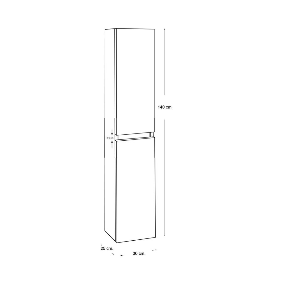 Kolomkast Exellence Sephia 140x30x25 cm MDF Eikenhout Look