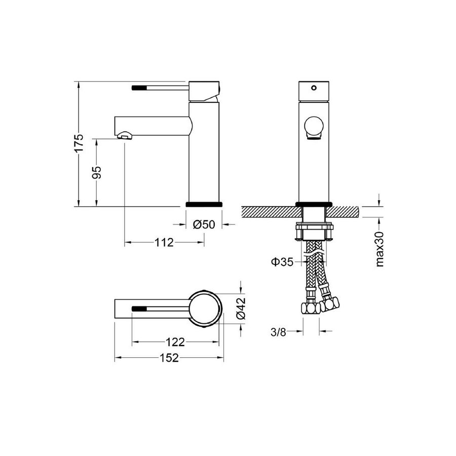 Wastafelmengkraan Best Design Kriens 17.5 cm 1-hendel Mat Zwart