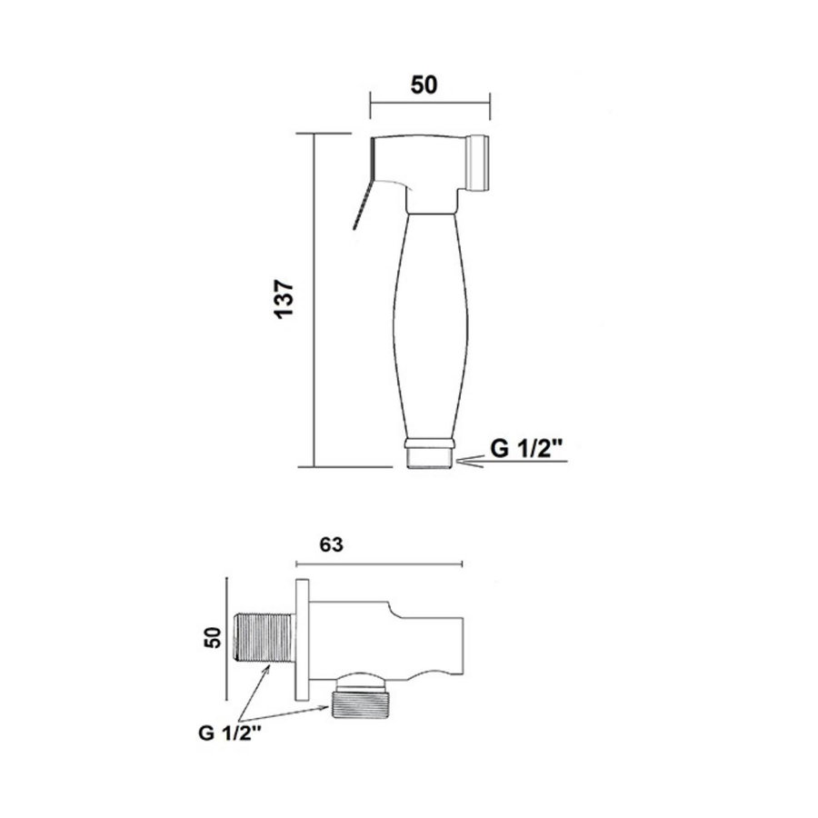 Bidet Handdouche Sapho Reitano Rubinetteria Incl. Slang en Handdouchehouder Brons
