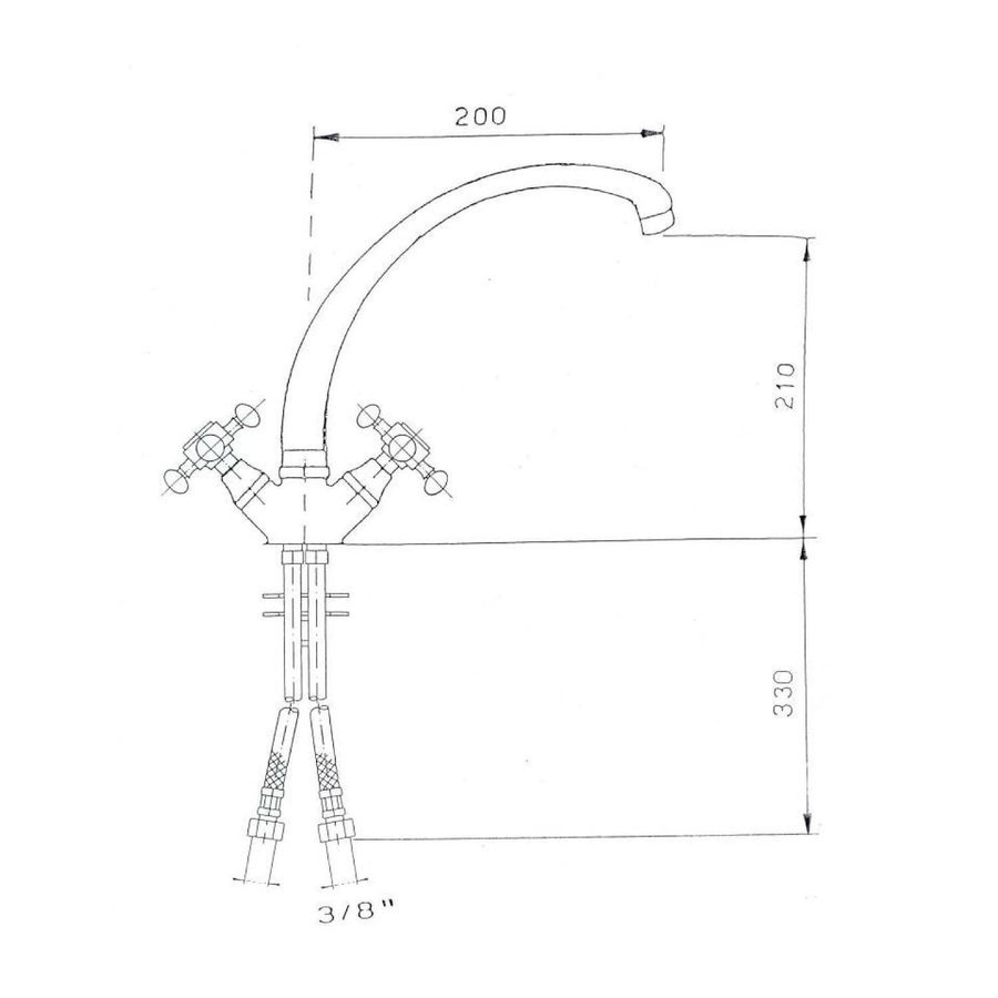 Wastafelmengkraan Sapho Antea 2-knop Gebogen Uitloop 26.5 cm Brons