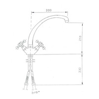 Wastafelmengkraan Sapho Antea 2-knop Gebogen Uitloop 26.5 cm Rose Goud