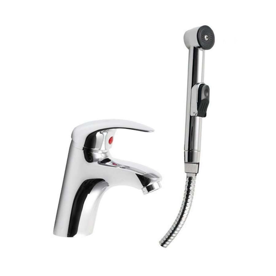 Wastafelmengkraan Sapho met Bidetdouche Chroom (incl. slang)