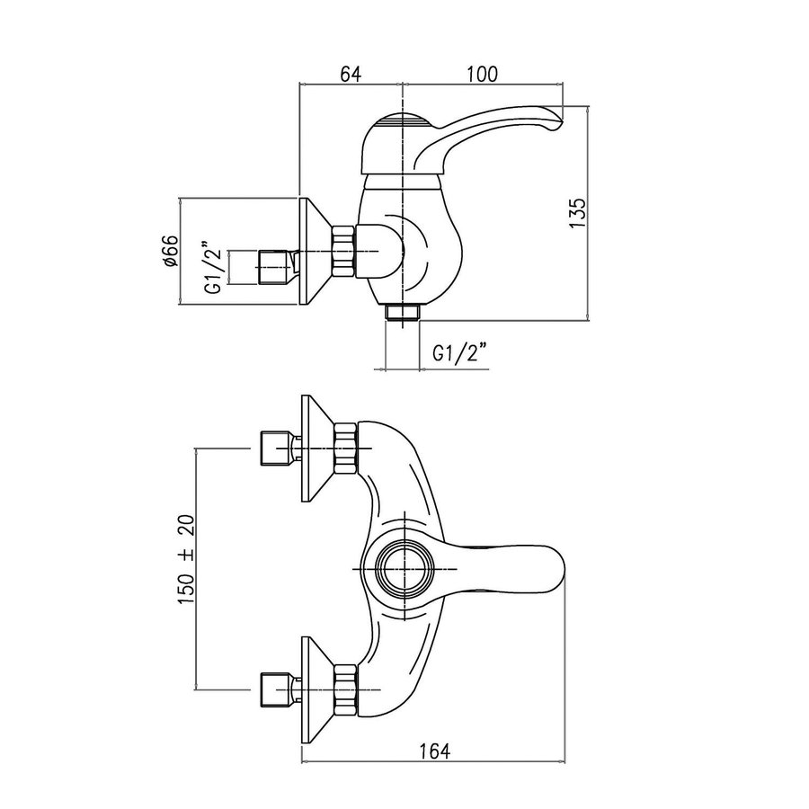 Opbouw Douchekraan Sapho Kirké Mengkraan 1-hendel Goud