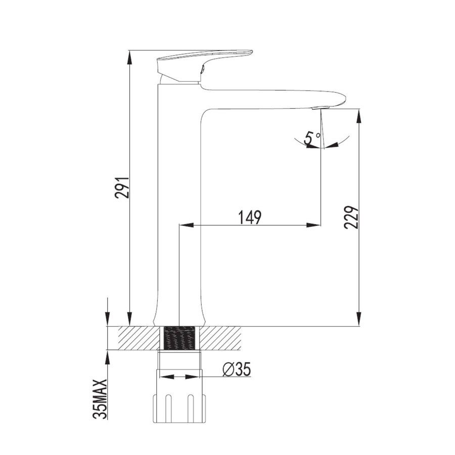 Wastafelmengkraan Sapho Timea 1-hendel Recht 29.1 cm Chroom