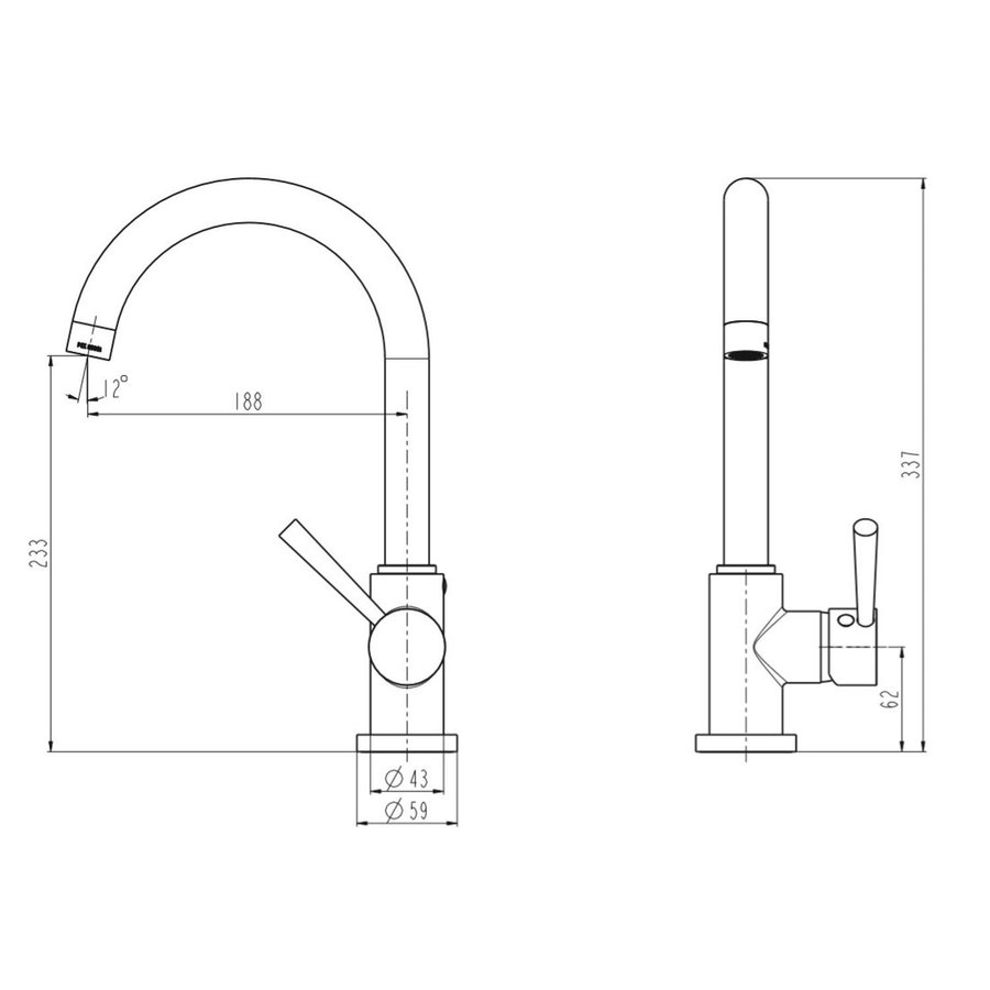 Keukenmengkraan Schutte Cornwall Hoge Uitloop met Zijdelingse Greep Chroom