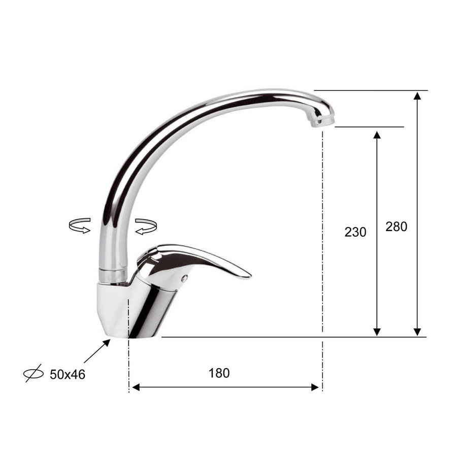 Keukenmengkraan Sapho Saly 1-hendel 28 cm Beweegbare Uitloop Brons