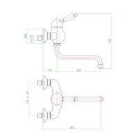 Badmengkraan Sapho Kirké 1-hendel Wit Retro Uitloop Gebogen 20 cm Chroom