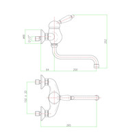 Badmengkraan Sapho Kirké 1-hendel Wit Retro Uitloop Gebogen 20 cm Goud