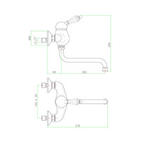 Badmengkraan Sapho Kirké 1-hendel Kristal Retro Uitloop Gebogen 20 cm Goud