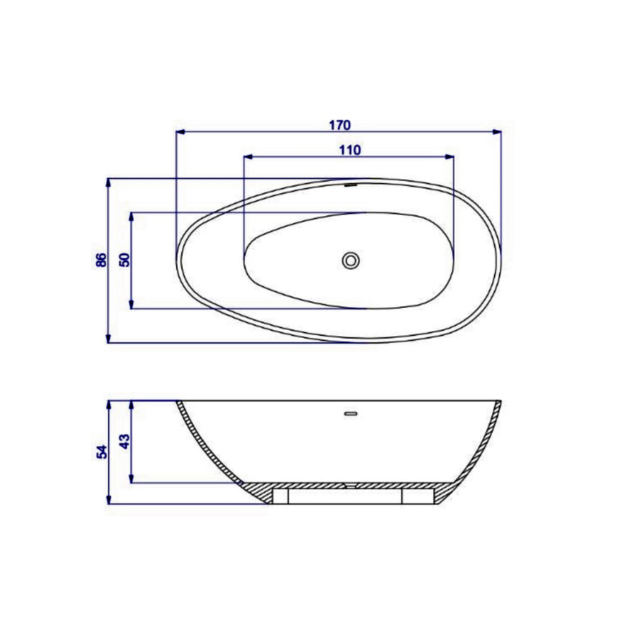 Vrijstaand Ligbad Salenzi Unica 170x86x54 cm Solid Cast Mat Legergroen